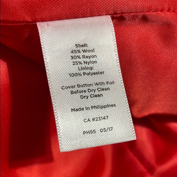 Talbots Red Pea Coat with Double Breasted Design - Picture 13 of 16